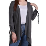 NY Collection Missy Long Sleeve Hi Lo Hem Cardigan - Dark Heather