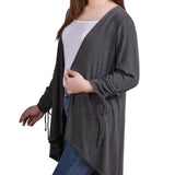 NY Collection Missy Long Sleeve Hi Lo Hem Cardigan - Dark Heather