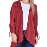 NY Collection Missy Long Sleeve Hi Lo Hem Cardigan - Jester Red
