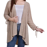 NY Collection Missy Long Sleeve Hi Lo Hem Cardigan - Oatmeal