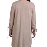 NY Collection Missy Long Sleeve Hi Lo Hem Cardigan - Oatmeal