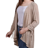 NY Collection Missy Long Sleeve Hi Lo Hem Cardigan - Oatmeal