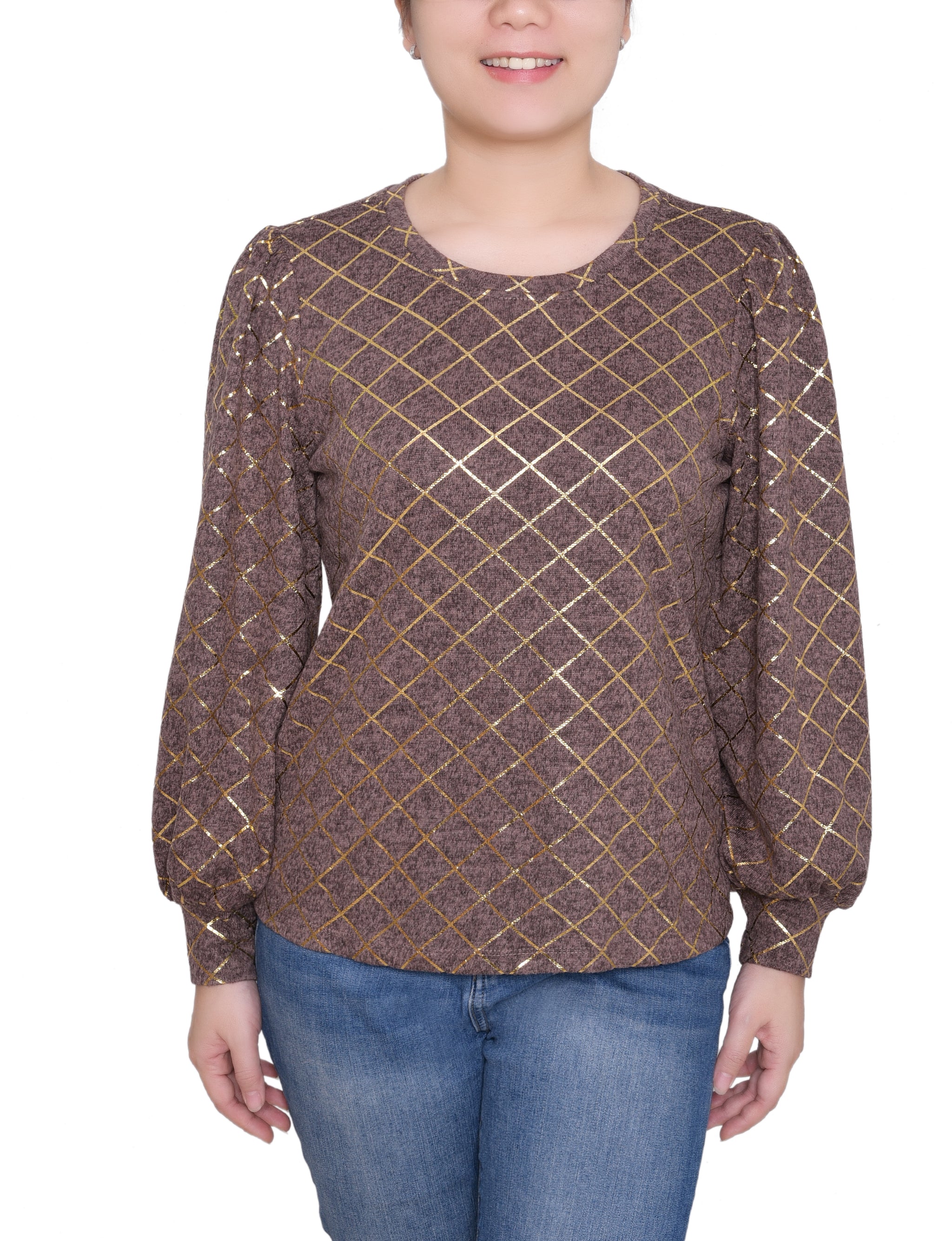 NY Collection Bishop Sleeve Pullover Top