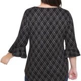 NY Collection 3/4 Bell Sleeve Top With Hardware