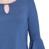 NY Collection 3/4 Bell Sleeve Top With Hardware