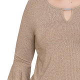 NY Collection 3/4 Bell Sleeve Top With Hardware