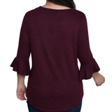 NY Collection 3/4 Bell Sleeve Top With Hardware