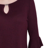 NY Collection 3/4 Bell Sleeve Top With Hardware