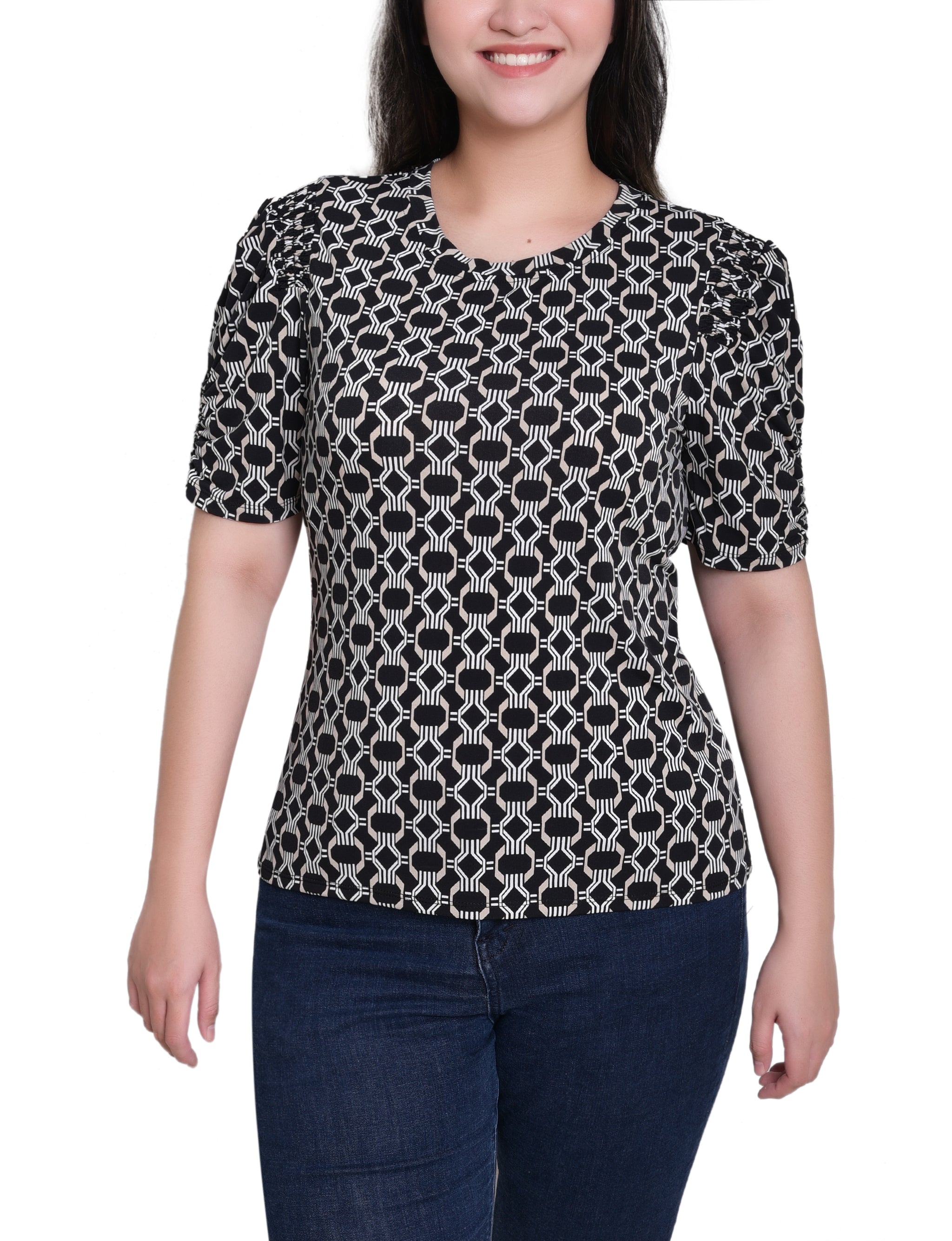 NY Collection Short Sleeve Scoop Neck Top