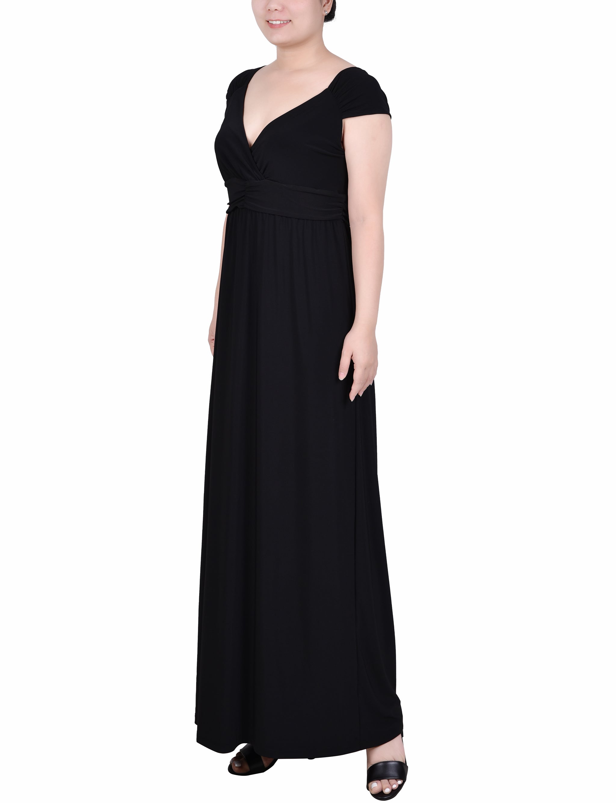 Black Ruched Empire-Waist Maxi Dress Dressbarn Black Ruched Empire-Waist Maxi Dress Dressbarn