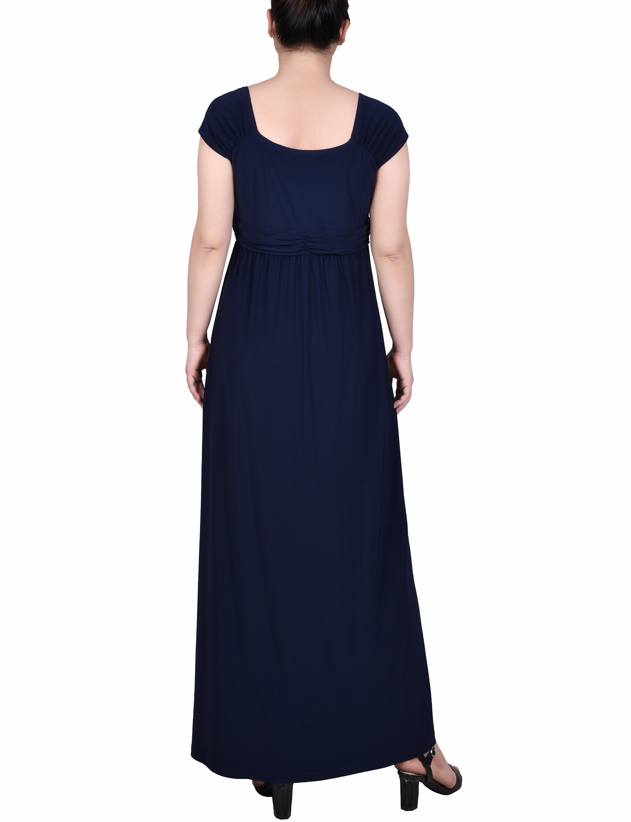 Navy Ruched Empire-Waist Maxi Dress Dressbarn Navy Ruched Empire-Waist Maxi Dress Dressbarn