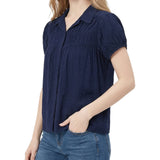 NY Collection Cap Slv Rouched Yoke Blouse