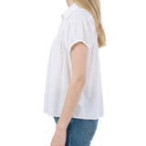 NY Collection Cap Slv Rouched Yoke Blouse