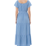 Off The Shoulder Maxi Dress, Serenity Blue