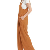 Sleeveless Wide-Leg Jumpsuit, Caramel