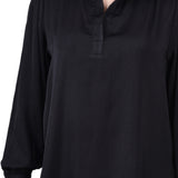 Long Puff Sleeve Satin Blouse, Black