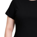 Short Sleeve Asymmetrical Hem Dress, Black, White