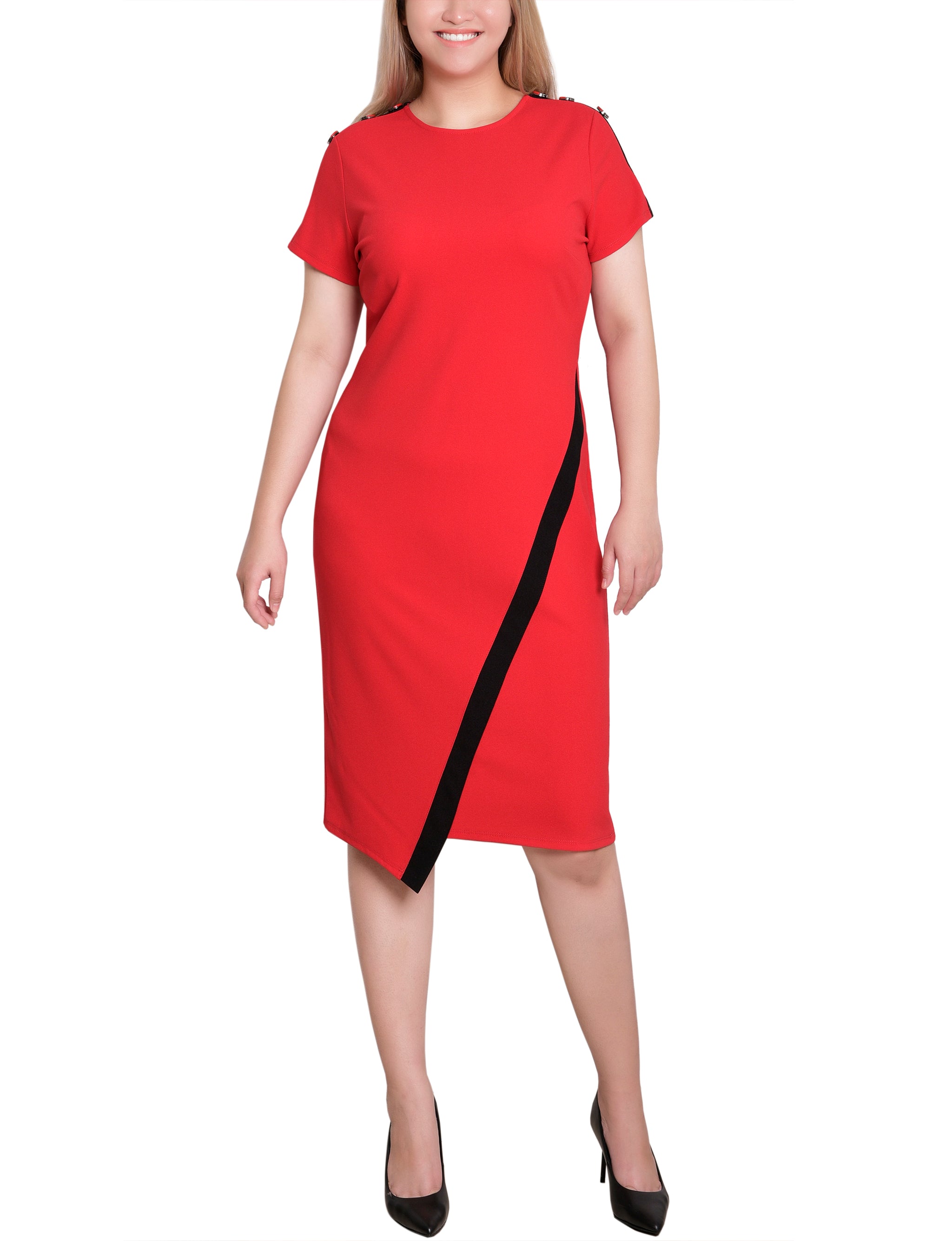 Short Sleeve Asymmetrical Hem Dress