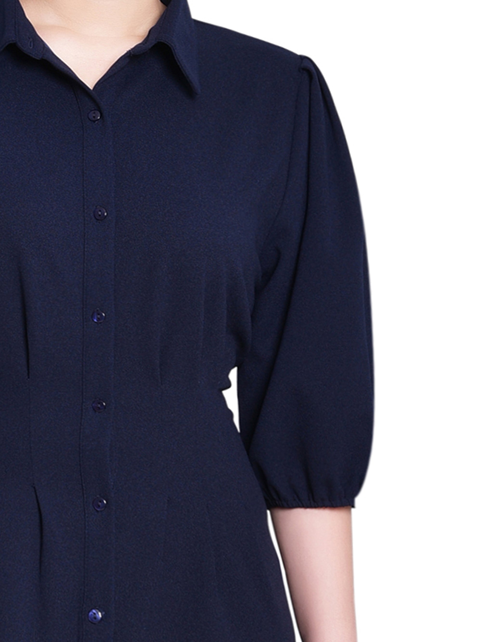 Navy Elbow Sleeve Midi Dress – Dressbarn Navy Elbow Sleeve Midi Dress – Dressbarn
