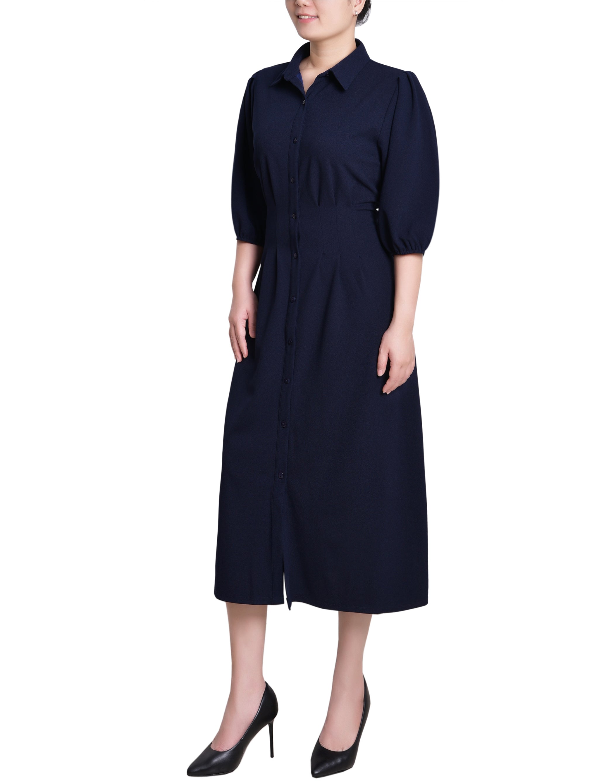 dressbarn navy blue dress Flutter Sleeve Sheath Dress Navy / 16