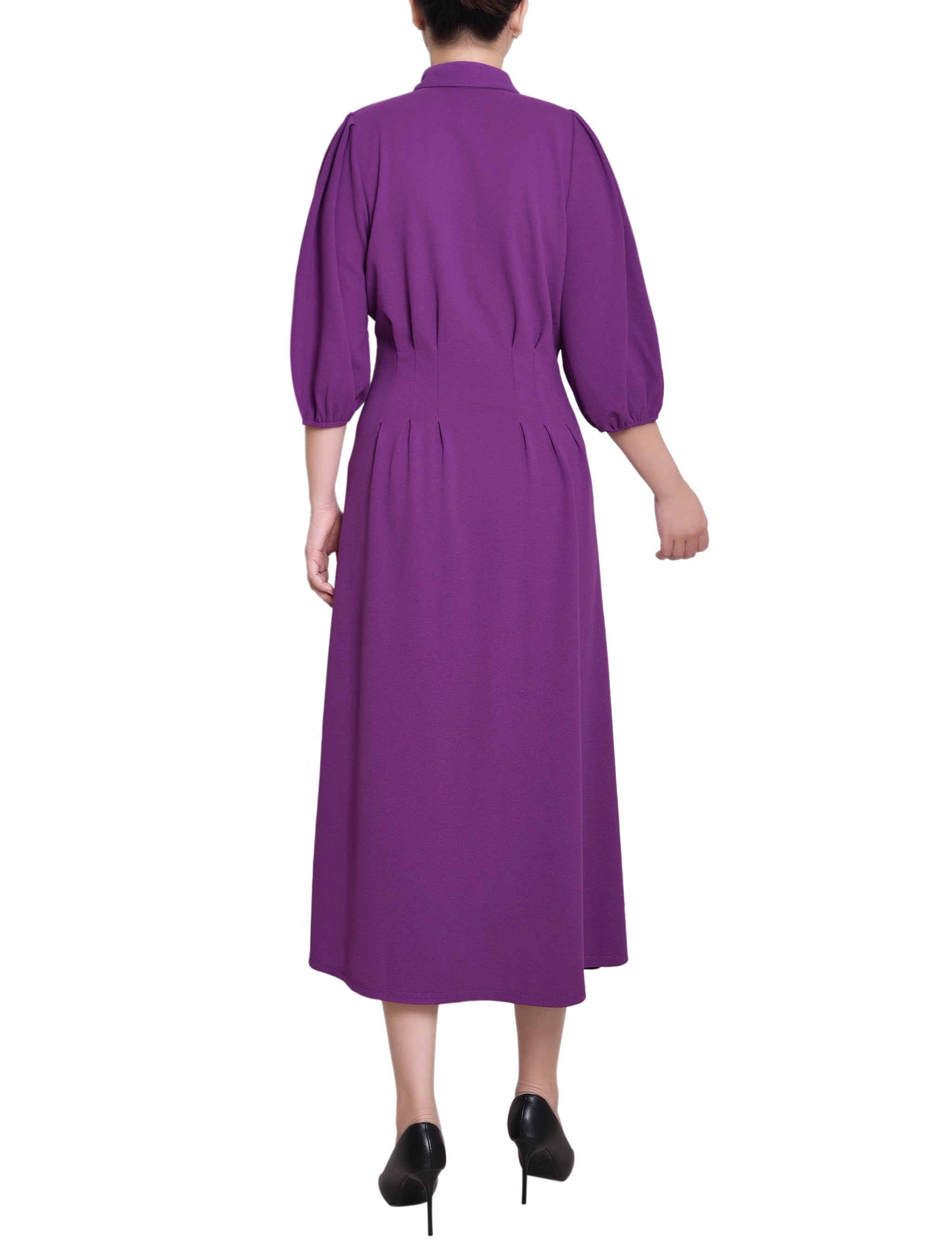 voile elbow sleeve midi dress La Fuori Maris Dew Dream Embellished Midi Shirt Dress
