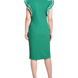 Ruffle Sleeve Dress with Contrast Tipping
