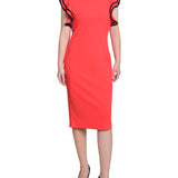Ruffle Sleeve Dress With Contrast Tipping