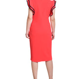 Ruffle Sleeve Dress With Contrast Tipping