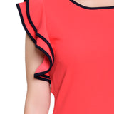 Ruffle Sleeve Dress With Contrast Tipping