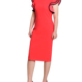 Ruffle Sleeve Dress With Contrast Tipping