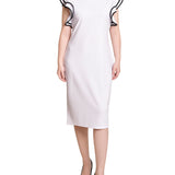 Ruffle Sleeve Sheath Dress with Contrast Tipping