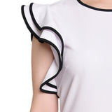 Ruffle Sleeve Sheath Dress with Contrast Tipping