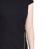 Black Cap Sleeve Exposed Zipper Dress