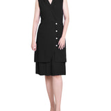 NY Collection Missy Sleeveless Suit With Pleated Skirt
