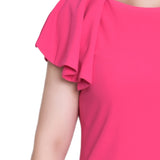 Havana Pink Flutter Sleeve Sheath Dress