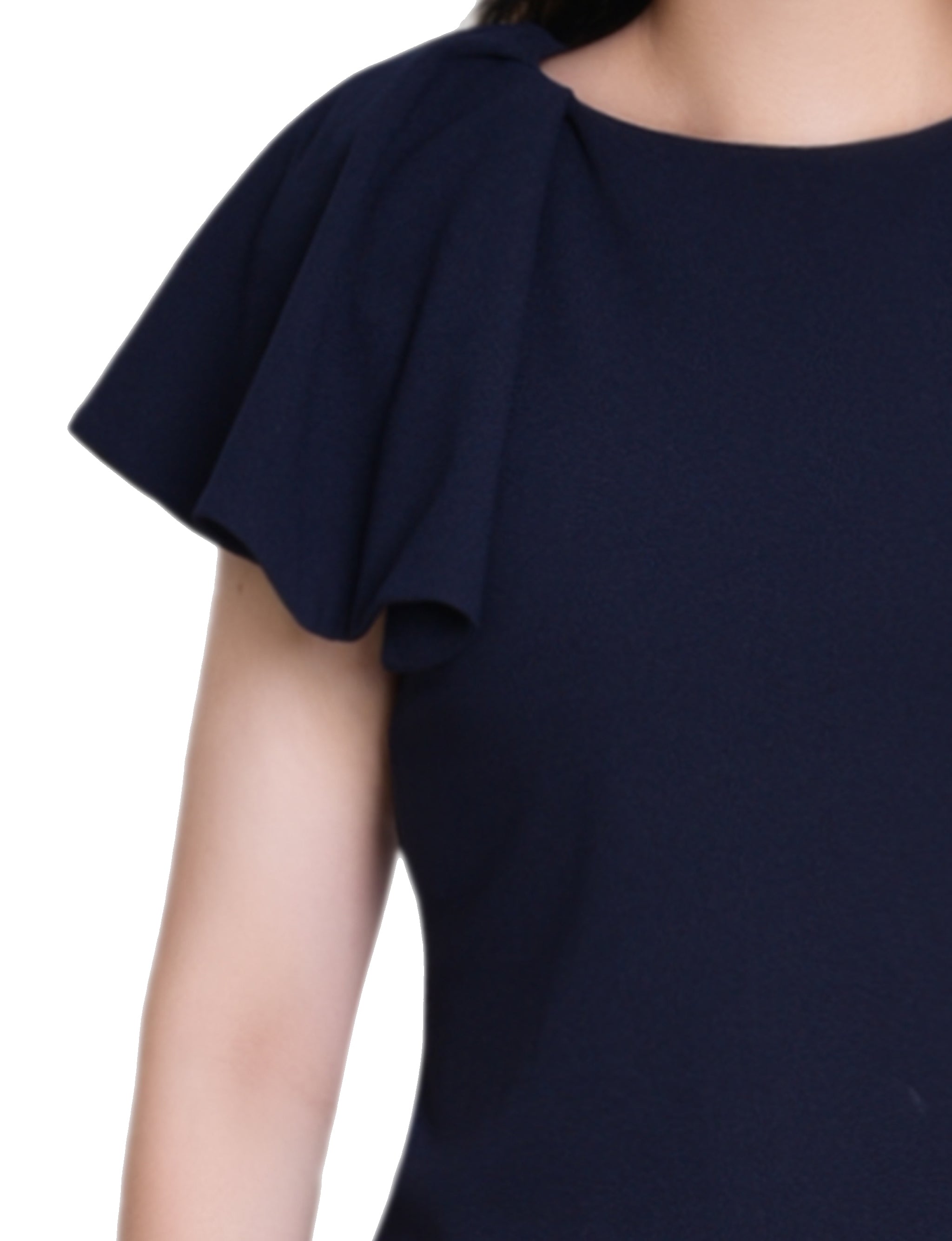 dressbarn navy blue dress Flutter Sleeve Sheath Dress Navy / 16