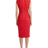 Sleeveless Square Neck Sheath Dress, Fire Red