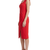 Sleeveless Square Neck Sheath Dress, Fire Red