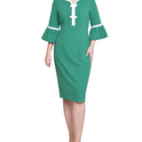 NY Collection Missy 3/4 Sleeve Contrast Detail Dress