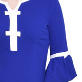 NY Collection Missy 3/4 Sleeve Contrast Detail Dress - Royal White