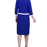 Elbow Sleeve Colorblocked 2 Piece Dress Set, Sapphire White