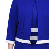 Elbow Sleeve Colorblocked 2 Piece Dress Set, Sapphire White