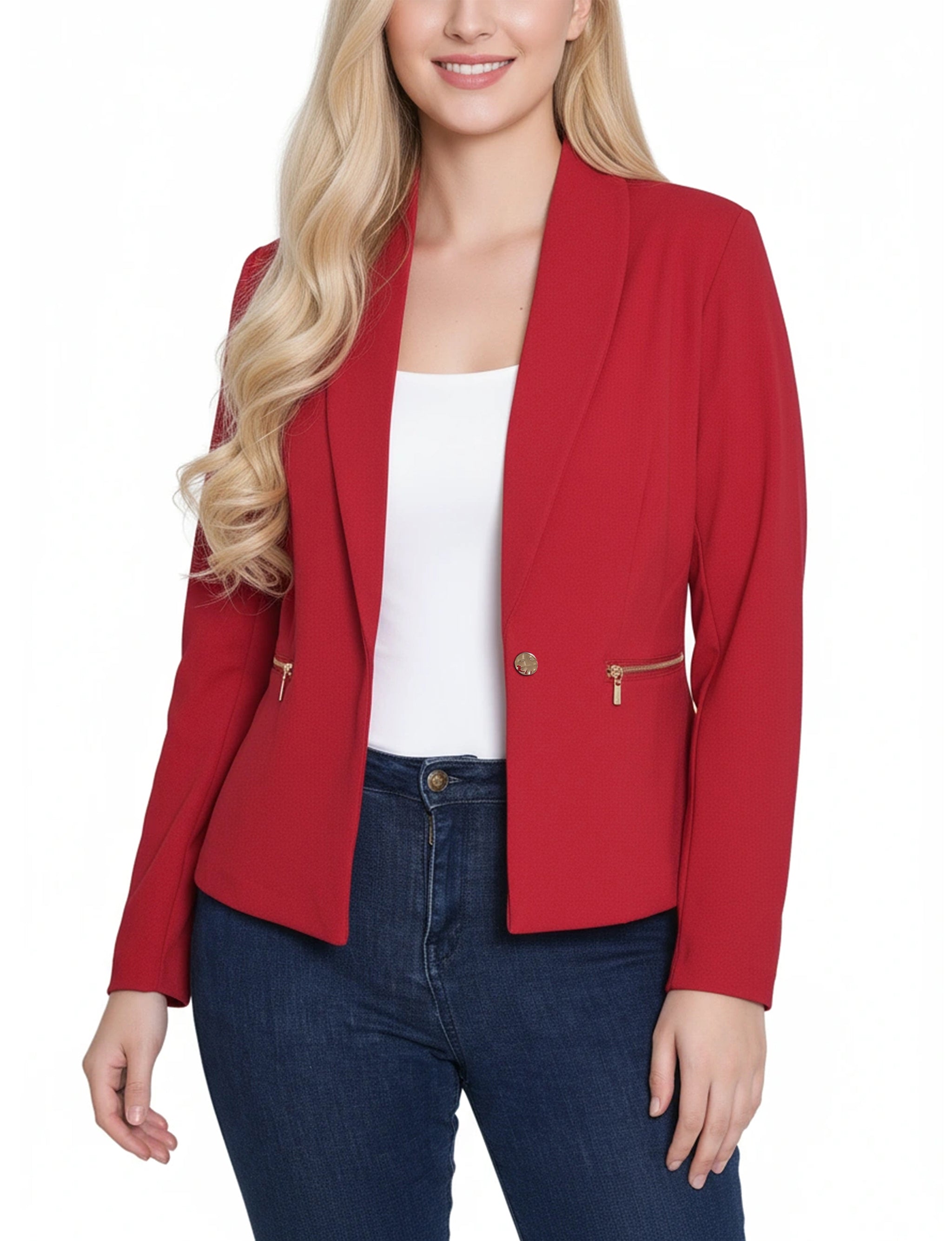 NY Collection Cropped Long Sleeve Crepe Jacket