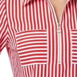 NY Collection Half Zip Blouse With Pockets