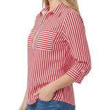 NY Collection Half Zip Blouse With Pockets