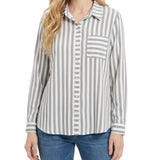 NY Collection Long Sleeve Blouse With Chest Pocket