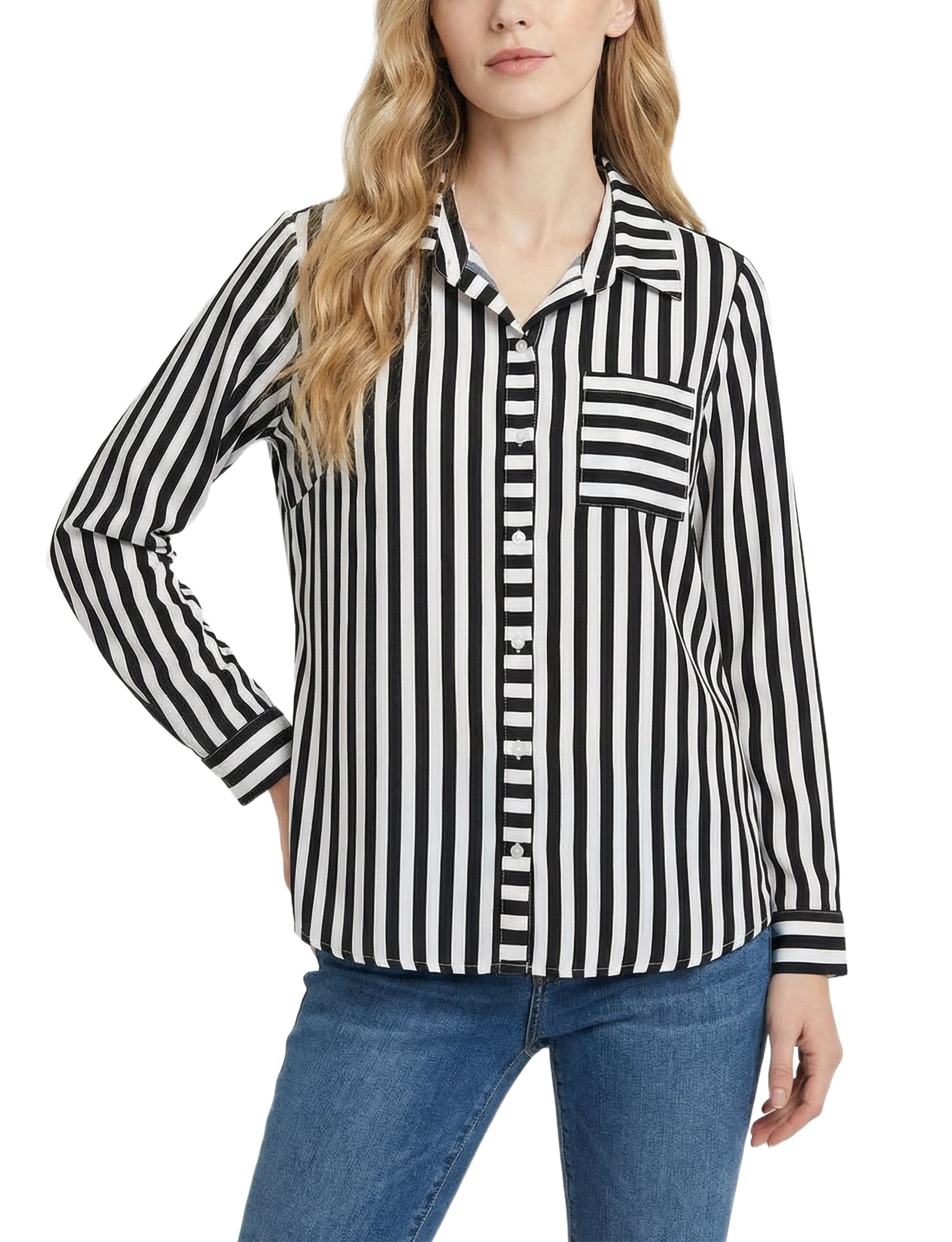 NY Collection Long Sleeve Blouse With Chest Pocket