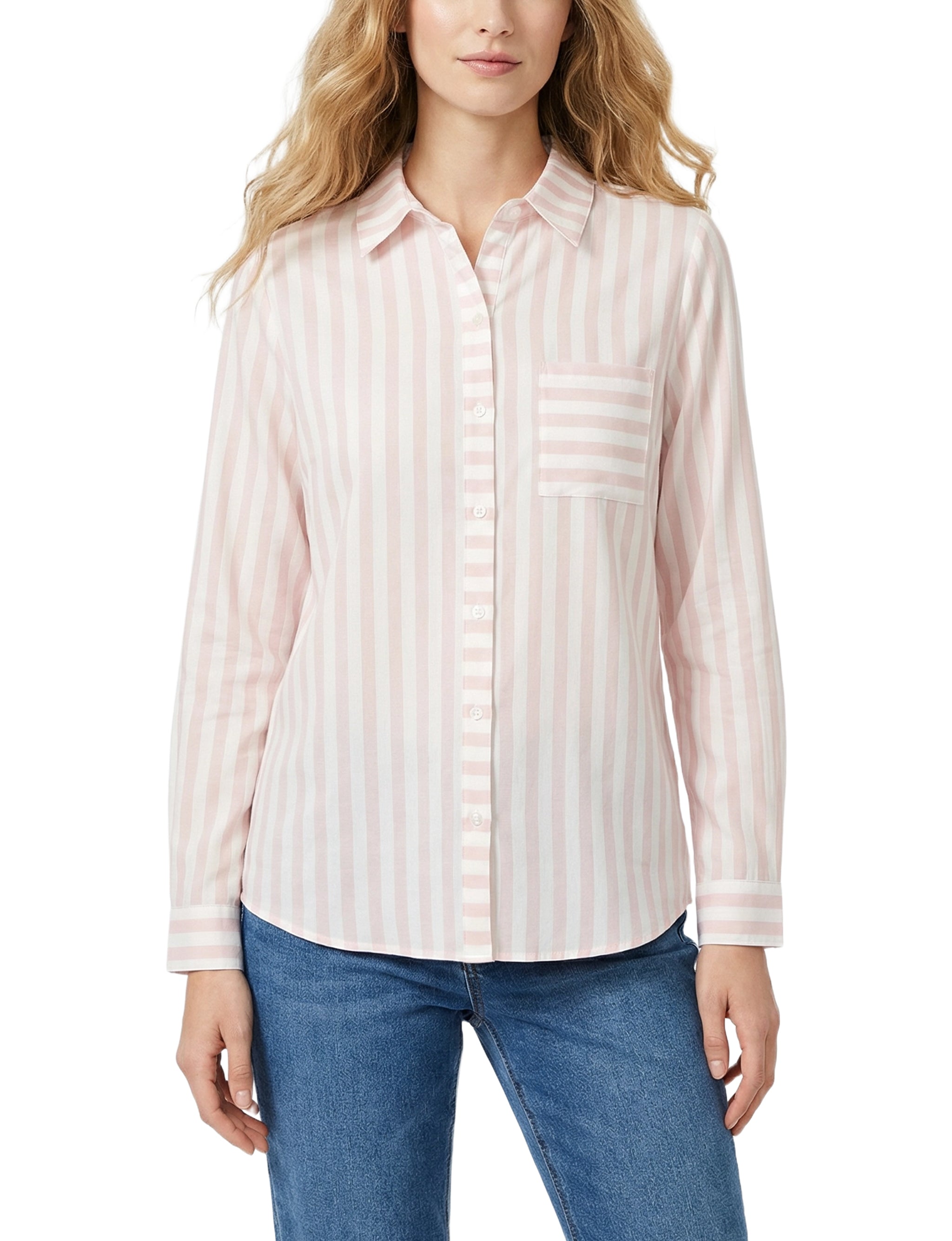 NY Collection Long Sleeve Blouse With Chest Pocket