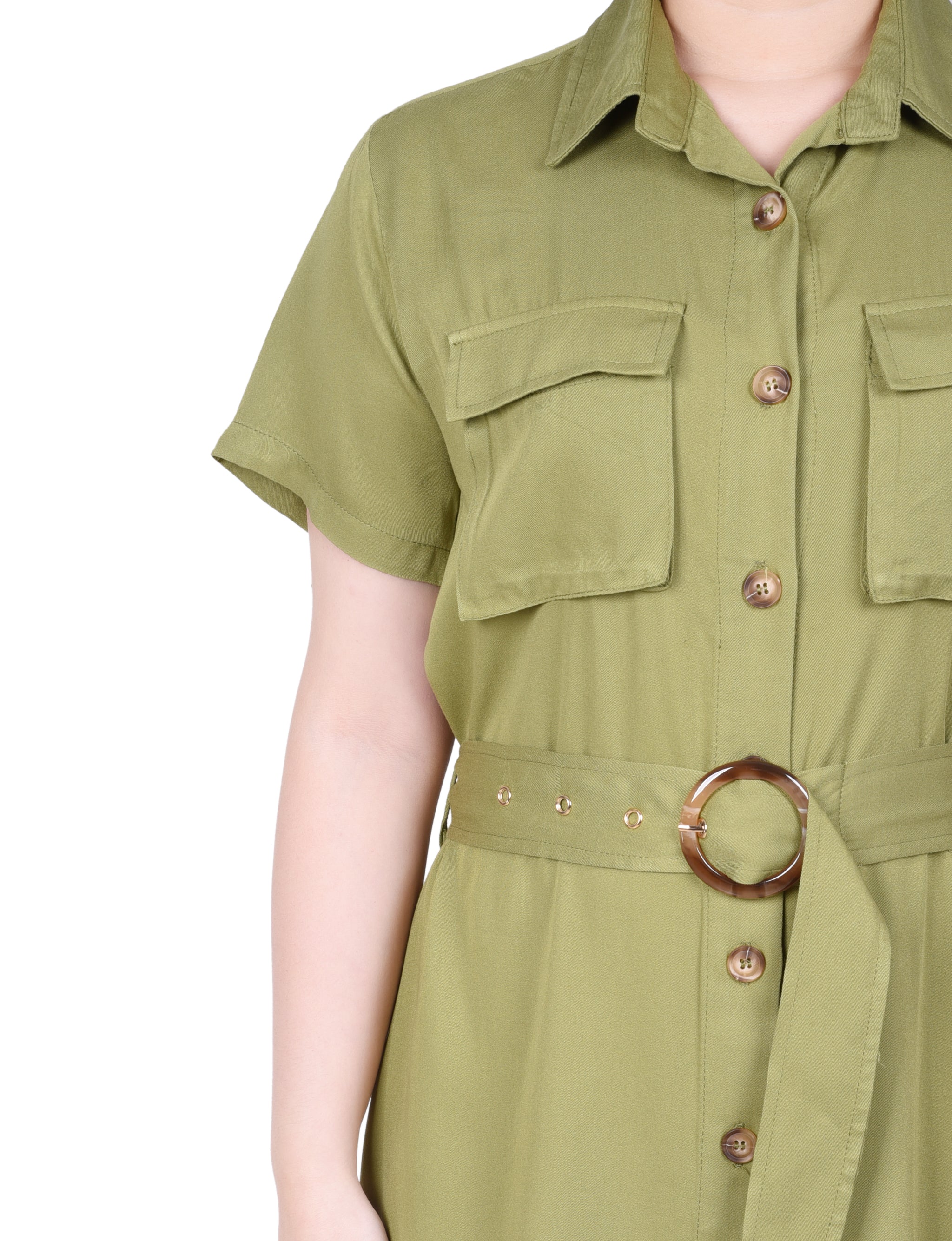 Olive Green Short Sleeve Safari Style Dress Dressbarn Olive Green Short Sleeve Safari Style Dress Dressbarn
