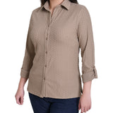 NY Collection Long Sleeve Textured Knit Top